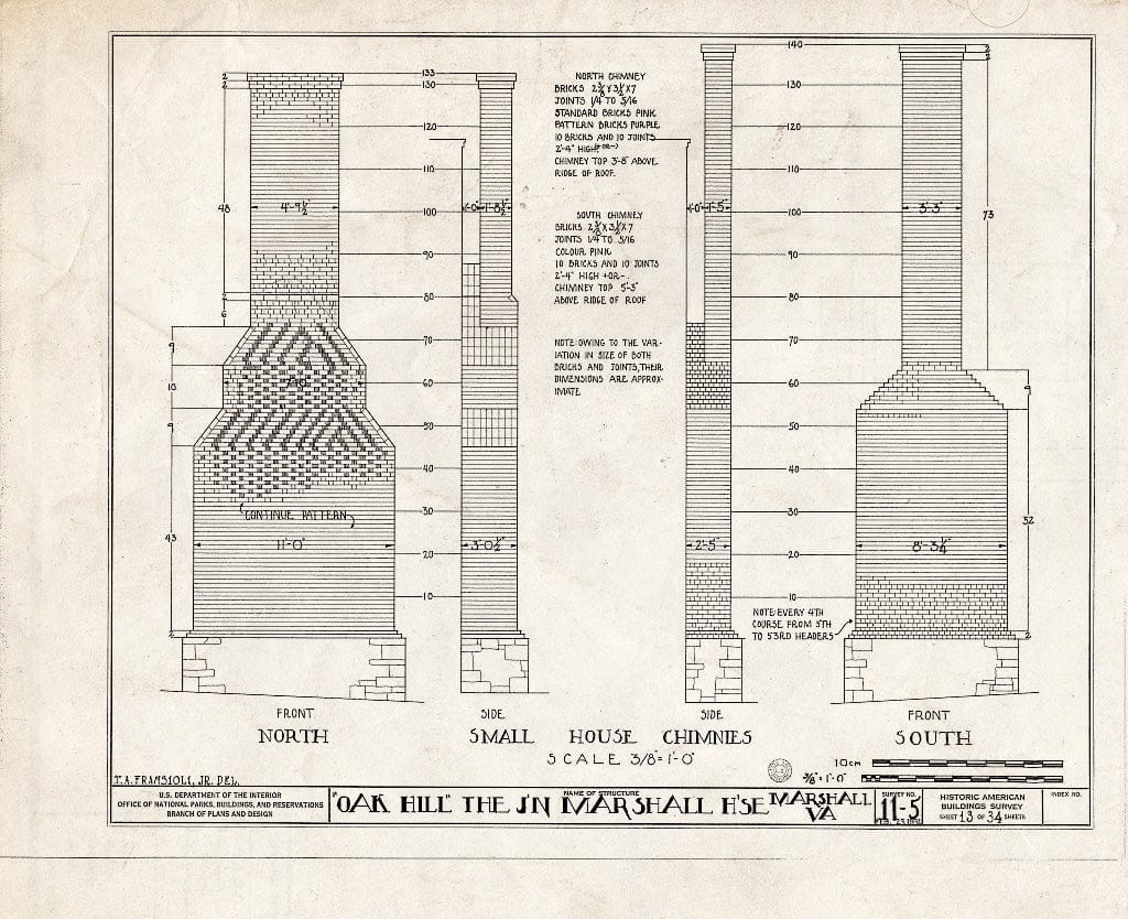 Blueprint HABS VA,31-Marsh.V,1- (Sheet 13 of 34) - John Marshall House, U.S. Route 17 Vicinity, Marshall, Fauquier County, VA