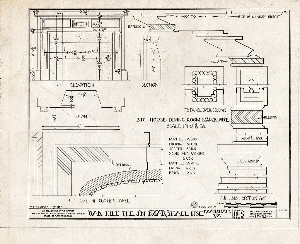 Blueprint HABS VA,31-Marsh.V,1- (Sheet 17 of 34) - John Marshall House, U.S. Route 17 Vicinity, Marshall, Fauquier County, VA