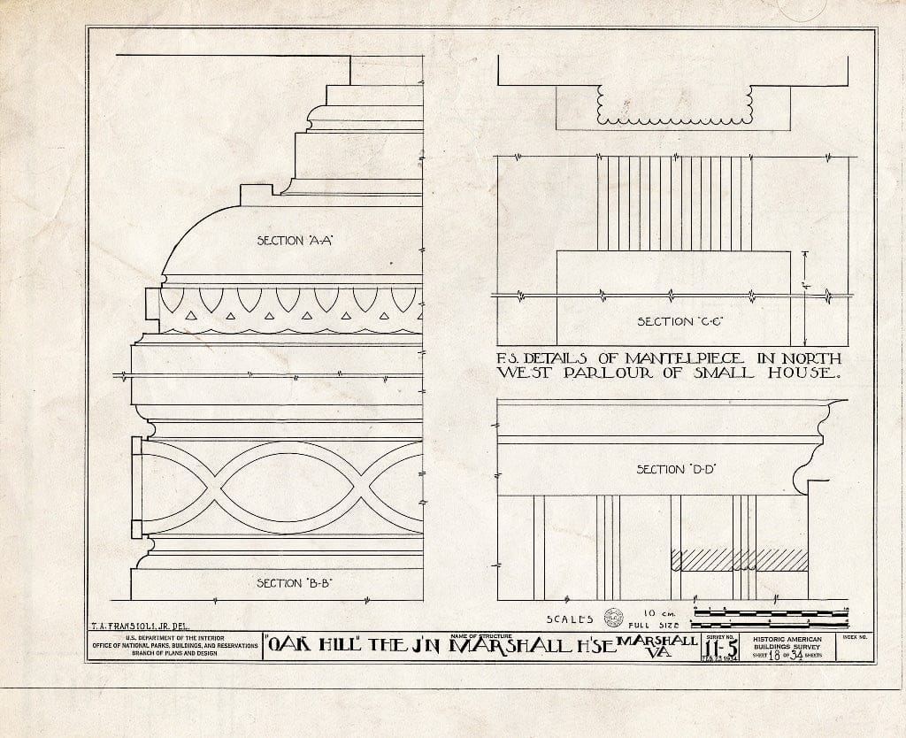Blueprint HABS VA,31-Marsh.V,1- (Sheet 18 of 34) - John Marshall House, U.S. Route 17 Vicinity, Marshall, Fauquier County, VA