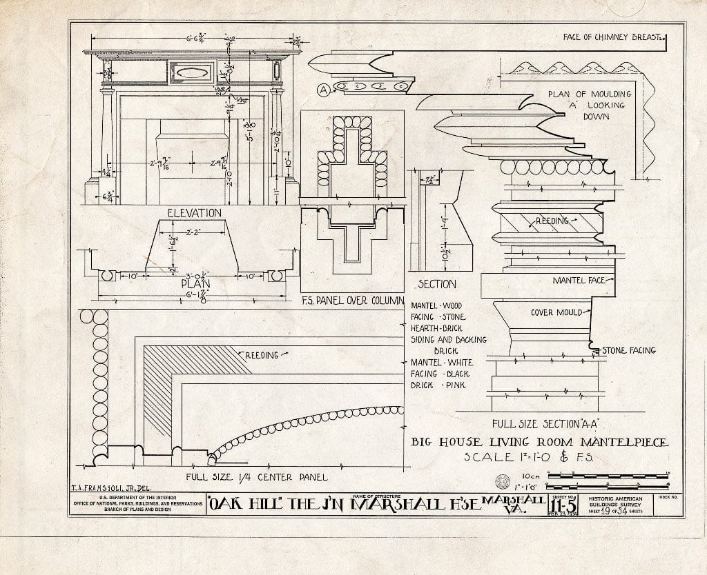 Blueprint HABS VA,31-Marsh.V,1- (Sheet 19 of 34) - John Marshall House, U.S. Route 17 Vicinity, Marshall, Fauquier County, VA