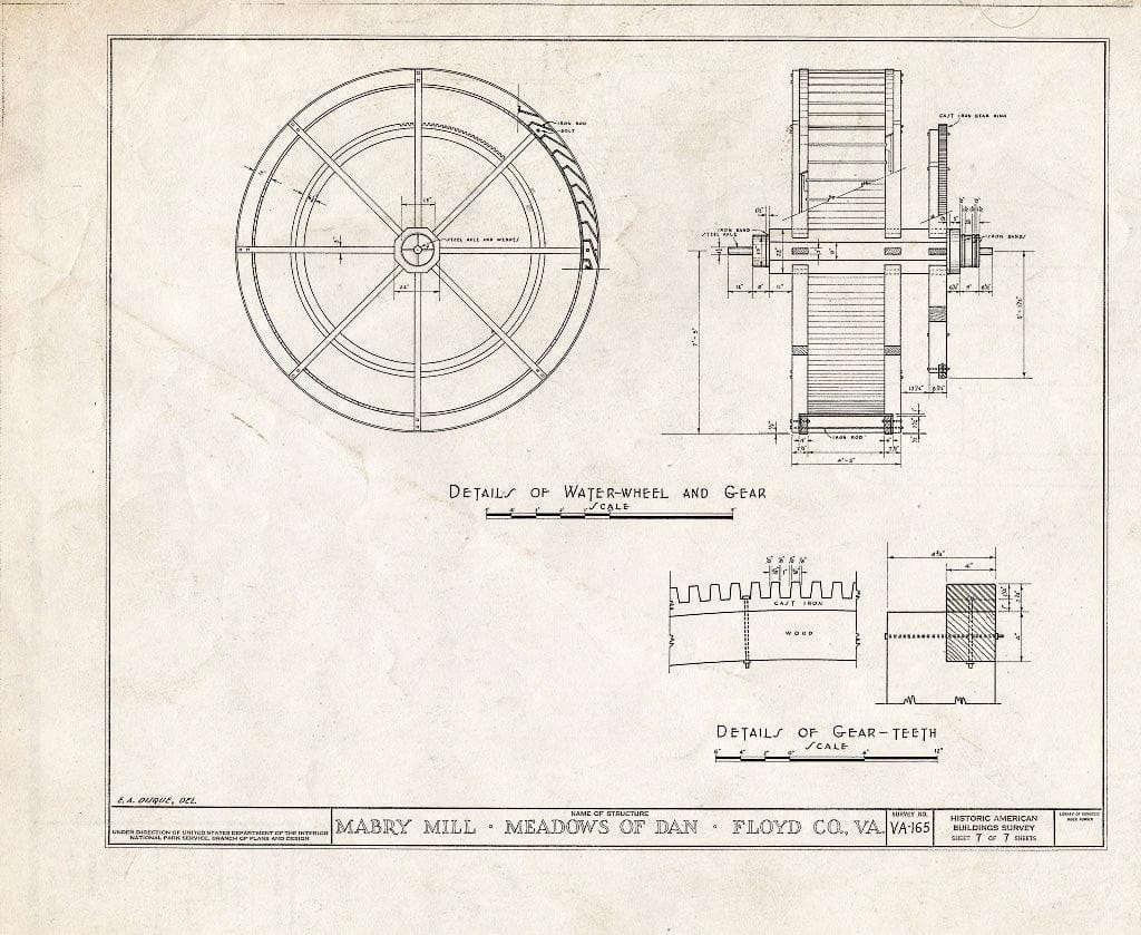 Blueprint HABS VA,32-,1- (Sheet 7 of 7) - Mabry Mill, Willis, Floyd County, VA