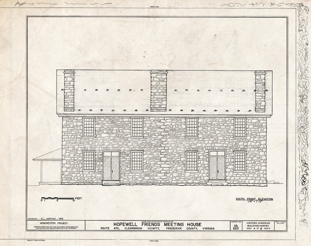 Blueprint HABS VA,35-Clear.V,1- (Sheet 4 of 8) - Hopewell Friends Meeting House, Interstate 81, Clear Brook, Frederick County, VA