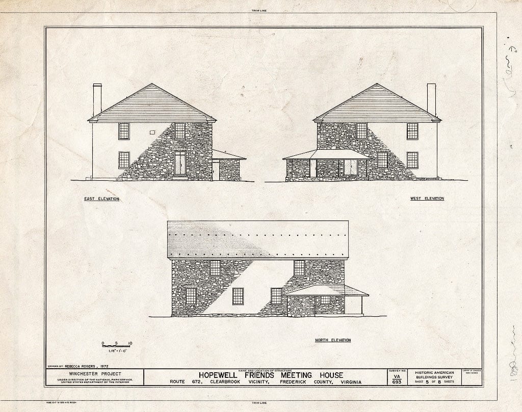 Blueprint HABS VA,35-Clear.V,1- (Sheet 5 of 8) - Hopewell Friends Meeting House, Interstate 81, Clear Brook, Frederick County, VA