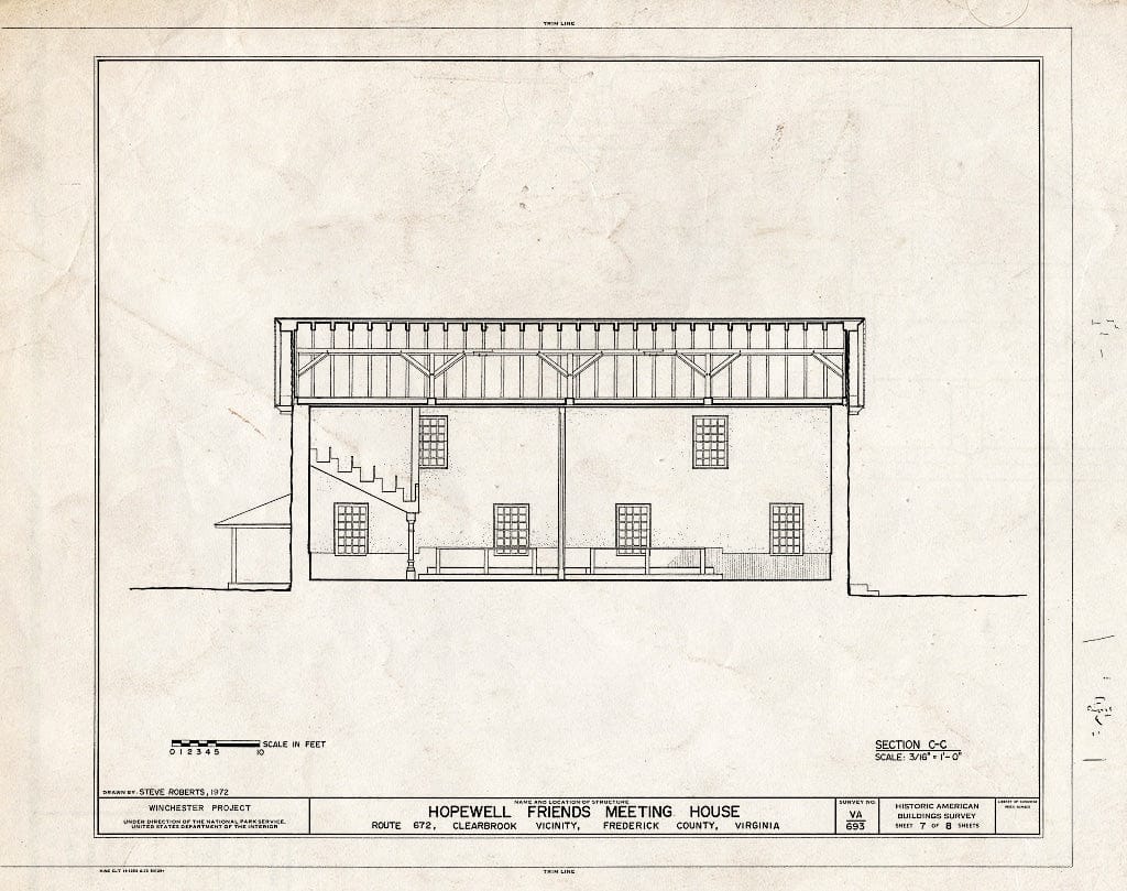 Blueprint HABS VA,35-Clear.V,1- (Sheet 7 of 8) - Hopewell Friends Meeting House, Interstate 81, Clear Brook, Frederick County, VA