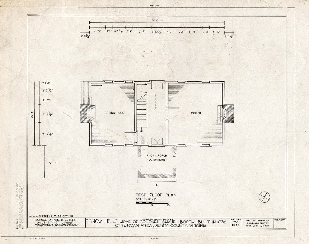 Blueprint HABS VA,91-0TT.V,1- (Sheet 2 of 10) - Snow Hill, State Route 40, Carsley, Surry County, VA