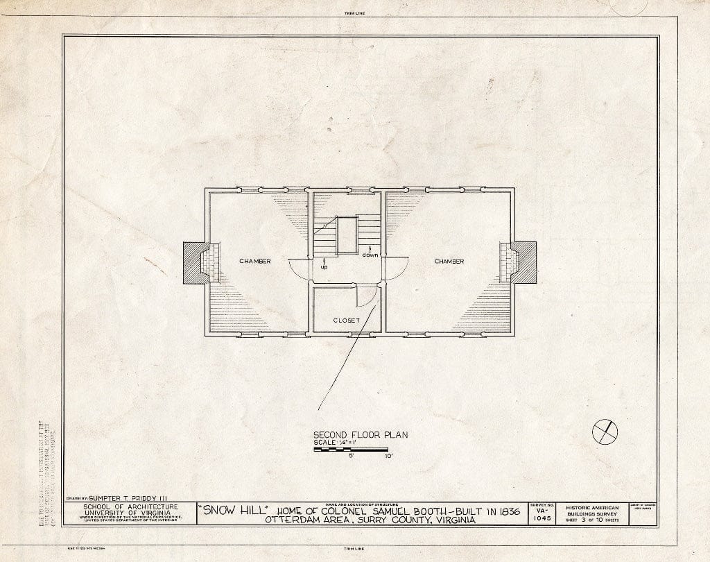 Blueprint HABS VA,91-0TT.V,1- (Sheet 3 of 10) - Snow Hill, State Route 40, Carsley, Surry County, VA