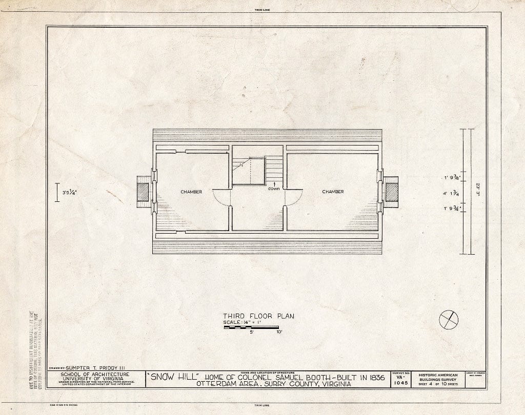 Blueprint HABS VA,91-0TT.V,1- (Sheet 4 of 10) - Snow Hill, State Route 40, Carsley, Surry County, VA