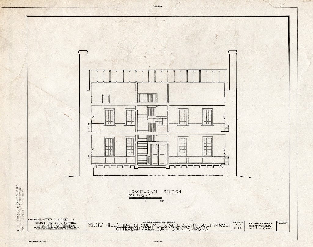 Blueprint HABS VA,91-0TT.V,1- (Sheet 7 of 10) - Snow Hill, State Route 40, Carsley, Surry County, VA