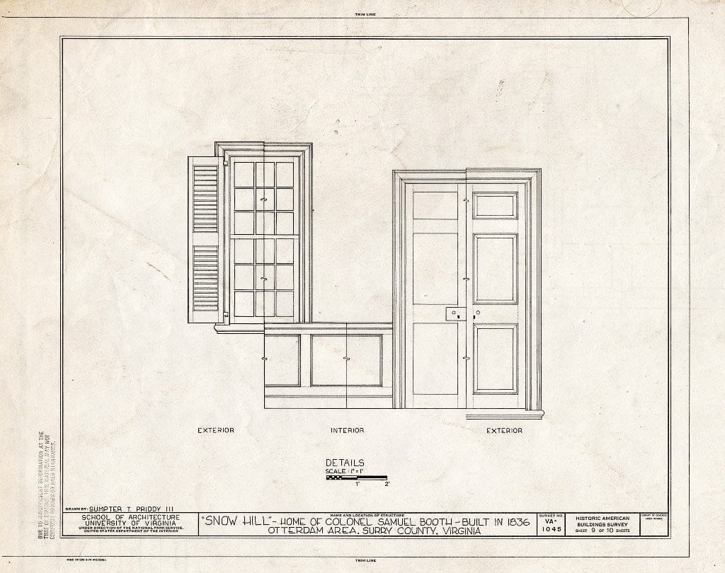 Blueprint HABS VA,91-0TT.V,1- (Sheet 9 of 10) - Snow Hill, State Route 40, Carsley, Surry County, VA