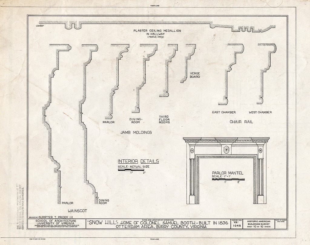 Blueprint HABS VA,91-0TT.V,1- (Sheet 10 of 10) - Snow Hill, State Route 40, Carsley, Surry County, VA