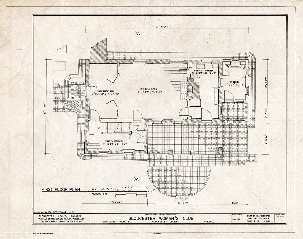 Blueprint HABS VA,37-GLO,3- (Sheet 3 of 11) - Gloucester Women's Club, U.S. Route 17 & State Route 14, Gloucester, Gloucester County, VA