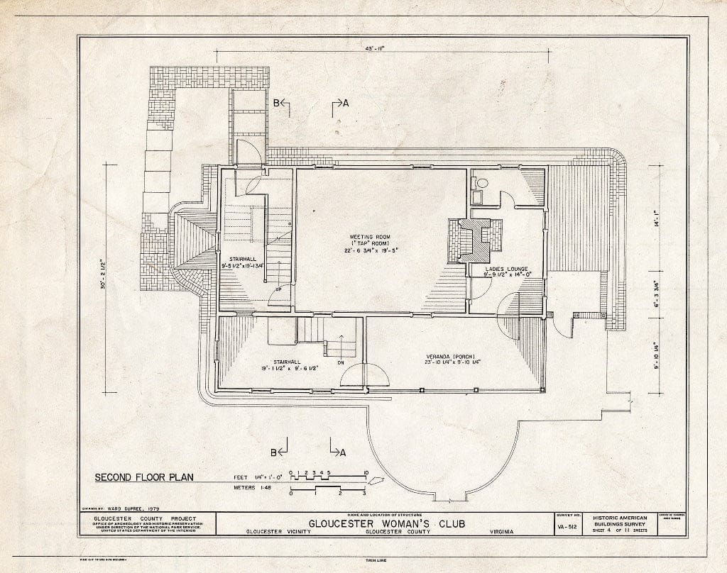 Blueprint HABS VA,37-GLO,3- (Sheet 4 of 11) - Gloucester Women's Club, U.S. Route 17 & State Route 14, Gloucester, Gloucester County, VA