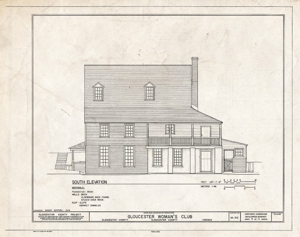 Blueprint HABS VA,37-GLO,3- (Sheet 5 of 11) - Gloucester Women's Club, U.S. Route 17 & State Route 14, Gloucester, Gloucester County, VA