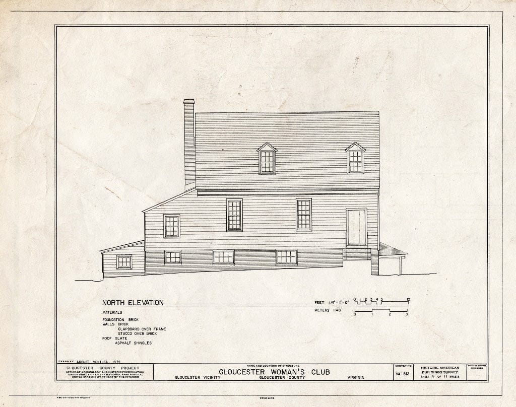 Blueprint HABS VA,37-GLO,3- (Sheet 6 of 11) - Gloucester Women's Club, U.S. Route 17 & State Route 14, Gloucester, Gloucester County, VA