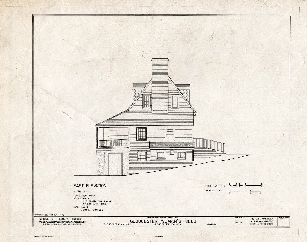 Blueprint HABS VA,37-GLO,3- (Sheet 7 of 11) - Gloucester Women's Club, U.S. Route 17 & State Route 14, Gloucester, Gloucester County, VA