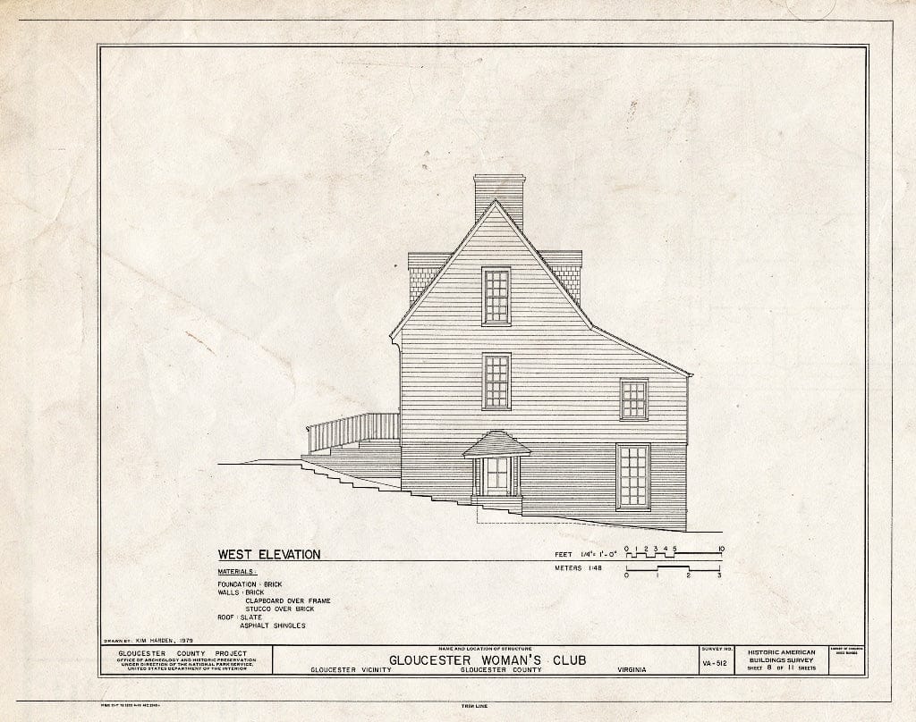 Blueprint HABS VA,37-GLO,3- (Sheet 8 of 11) - Gloucester Women's Club, U.S. Route 17 & State Route 14, Gloucester, Gloucester County, VA