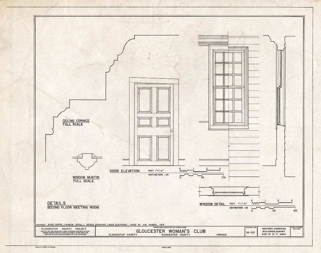 Blueprint HABS VA,37-GLO,3- (Sheet 10 of 11) - Gloucester Women's Club, U.S. Route 17 & State Route 14, Gloucester, Gloucester County, VA
