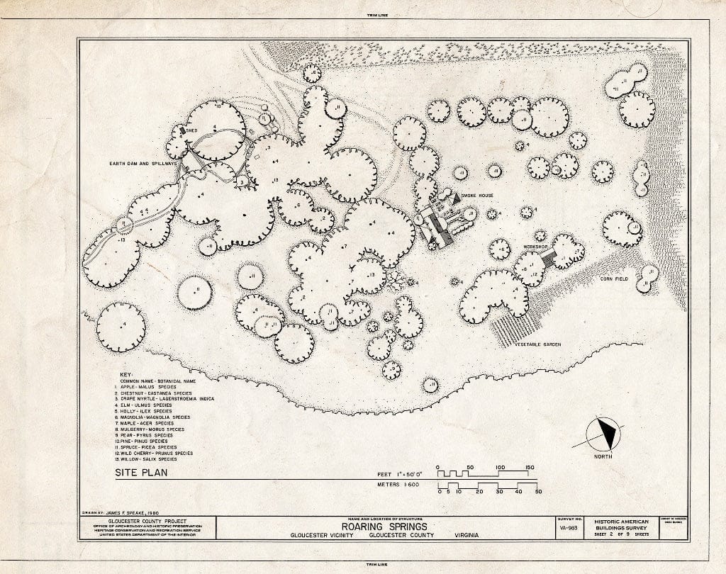 Blueprint HABS VA,37-GLO.V,4- (Sheet 2 of 9) - Roaring Springs, State Route 616 Vicinity, Gloucester, Gloucester County, VA