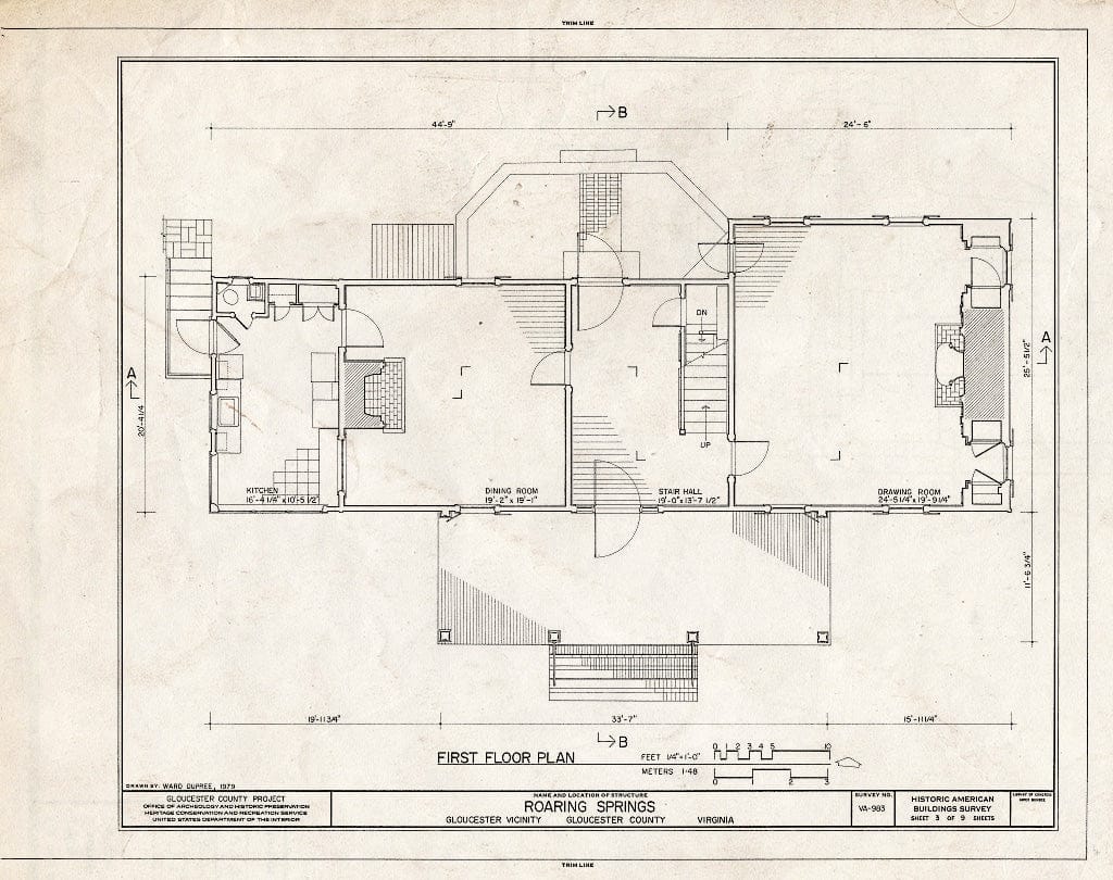 Blueprint HABS VA,37-GLO.V,4- (Sheet 3 of 9) - Roaring Springs, State Route 616 Vicinity, Gloucester, Gloucester County, VA