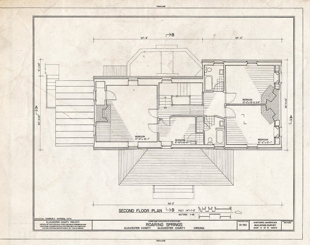 Blueprint HABS VA,37-GLO.V,4- (Sheet 4 of 9) - Roaring Springs, State Route 616 Vicinity, Gloucester, Gloucester County, VA