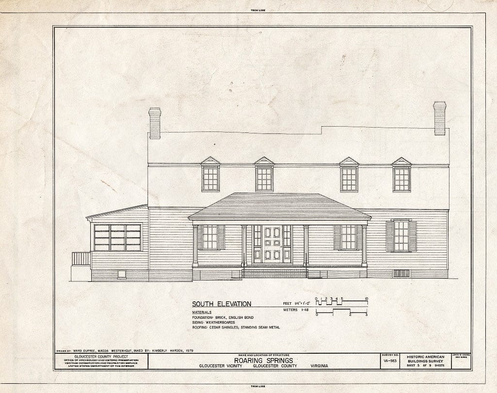 Blueprint HABS VA,37-GLO.V,4- (Sheet 5 of 9) - Roaring Springs, State Route 616 Vicinity, Gloucester, Gloucester County, VA