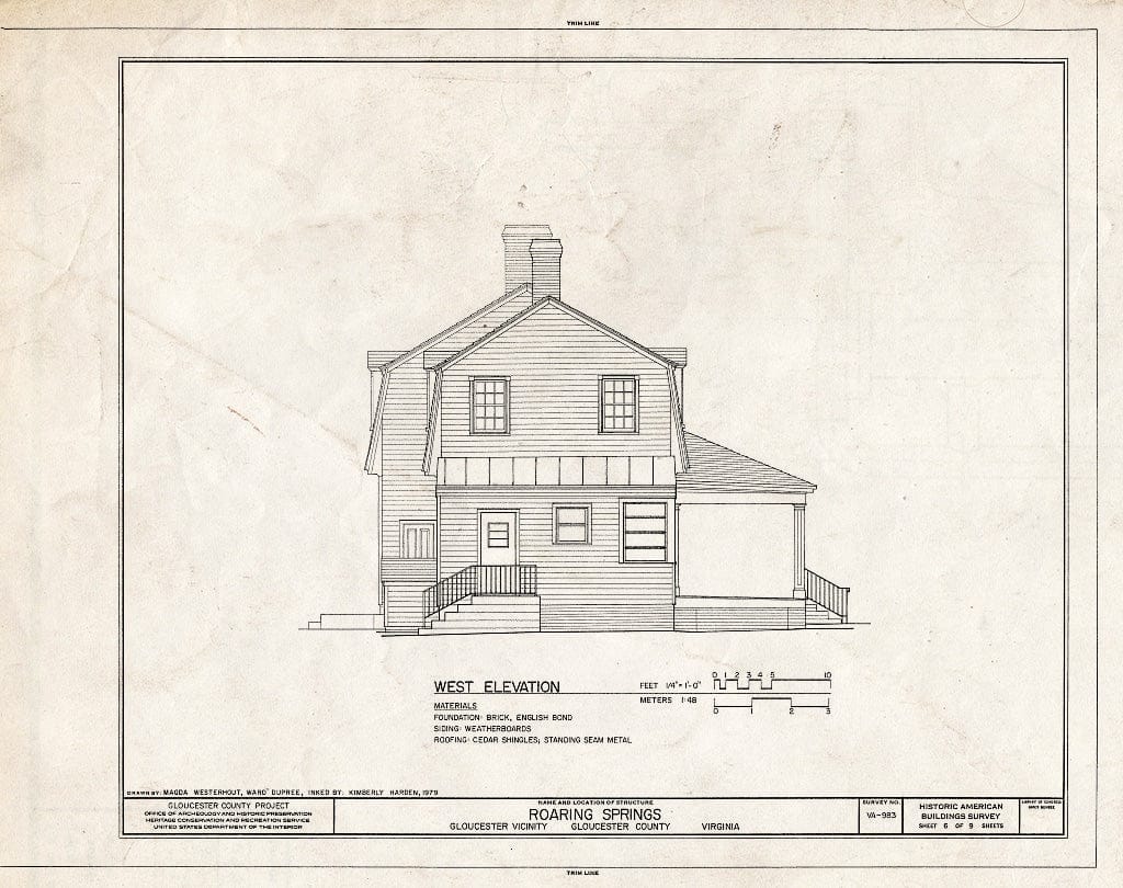 Blueprint HABS VA,37-GLO.V,4- (Sheet 6 of 9) - Roaring Springs, State Route 616 Vicinity, Gloucester, Gloucester County, VA