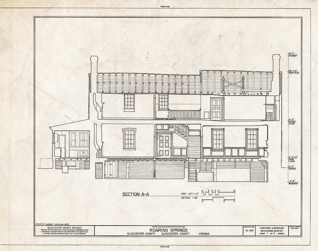 Blueprint HABS VA,37-GLO.V,4- (Sheet 7 of 9) - Roaring Springs, State Route 616 Vicinity, Gloucester, Gloucester County, VA