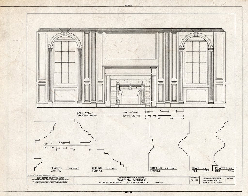 Blueprint HABS VA,37-GLO.V,4- (Sheet 9 of 9) - Roaring Springs, State Route 616 Vicinity, Gloucester, Gloucester County, VA