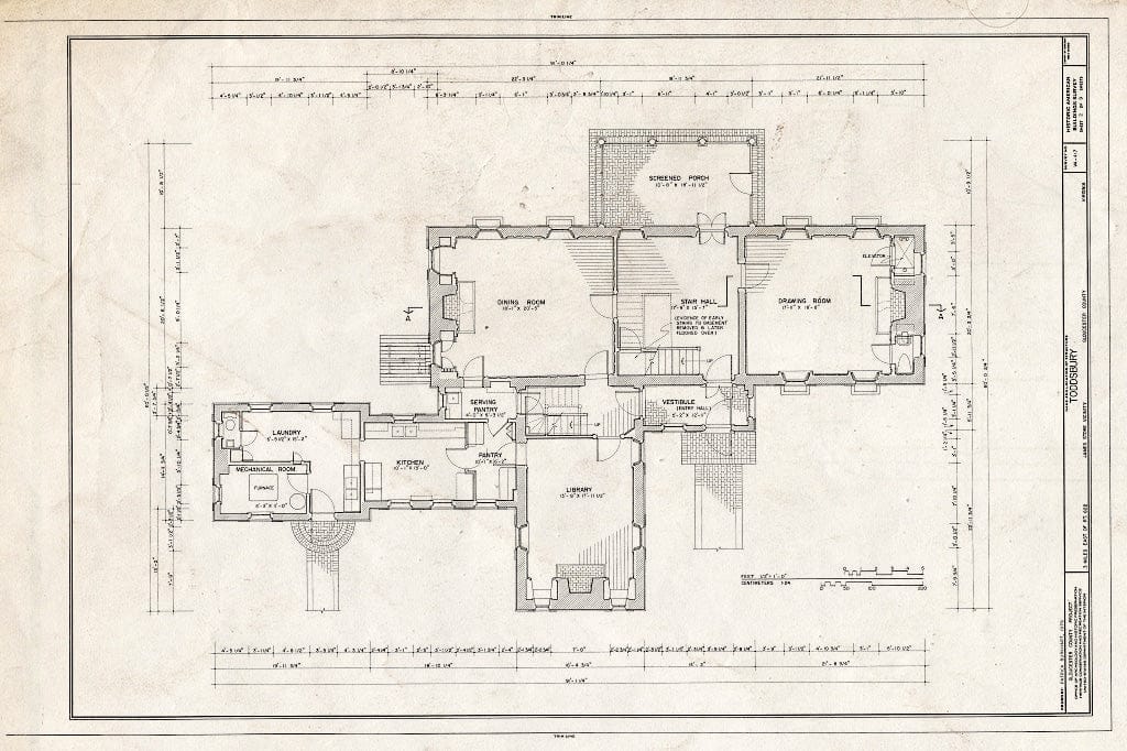 Blueprint HABS VA,37-NUT.V,1- (Sheet 2 of 9) - Toddsbury, Vicinity of State Routes 622 & 3-14 Intersection, Nuttall, Gloucester County, VA