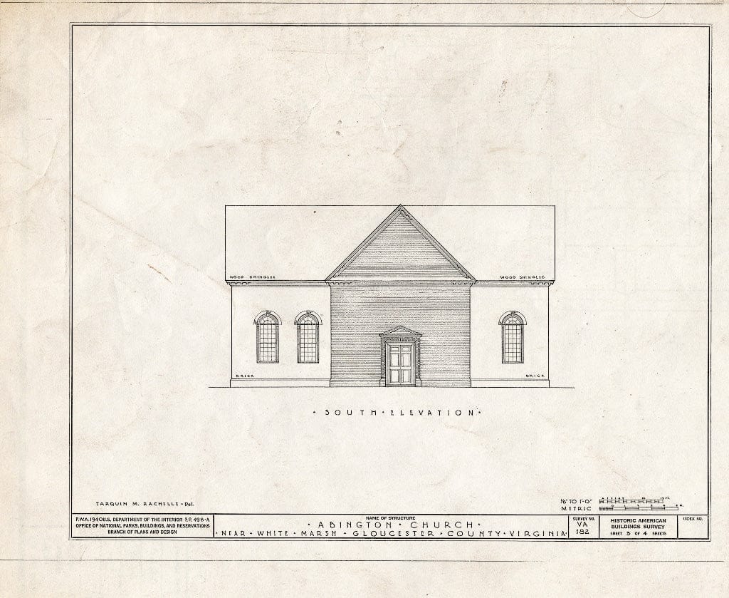 Blueprint HABS VA,37-WHIMA.V,1- (Sheet 3 of 4) - Abingdon Church, U.S. Route 17, White Marsh, Gloucester County, VA
