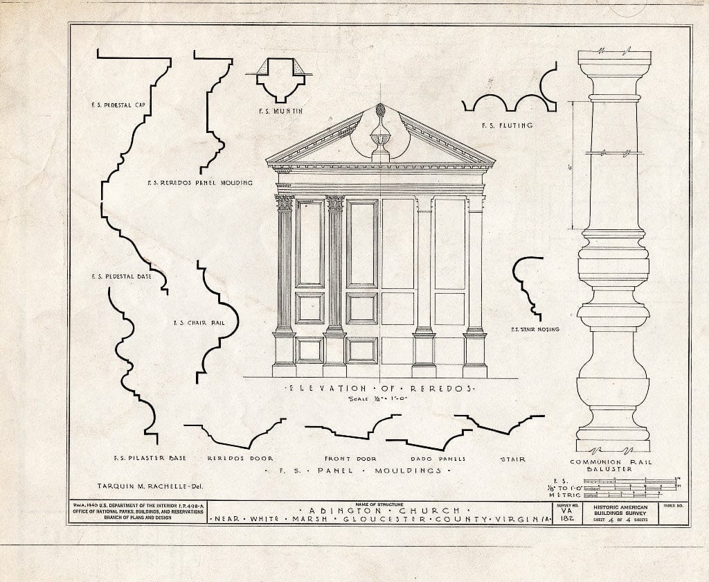 Blueprint HABS VA,37-WHIMA.V,1- (Sheet 4 of 4) - Abingdon Church, U.S. Route 17, White Marsh, Gloucester County, VA