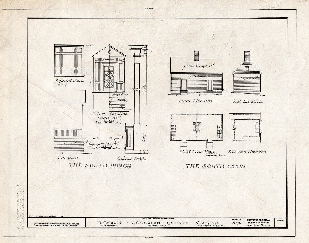 Blueprint HABS VA,38-MANA.V,1- (Sheet 4 of 8) - Tuckahoe Plantation, River Road, Richmond Vicinity, Manakin, Goochland County, VA