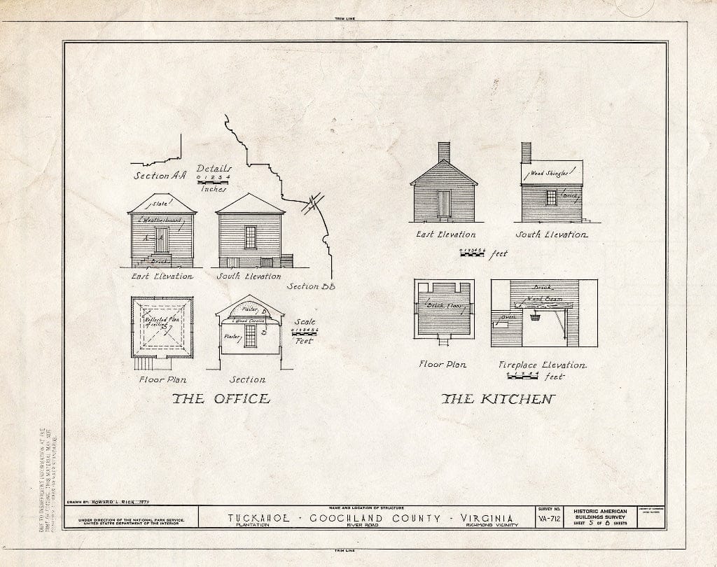 Blueprint HABS VA,38-MANA.V,1- (Sheet 5 of 8) - Tuckahoe Plantation, River Road, Richmond Vicinity, Manakin, Goochland County, VA