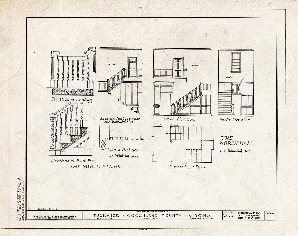 Blueprint HABS VA,38-MANA.V,1- (Sheet 6 of 8) - Tuckahoe Plantation, River Road, Richmond Vicinity, Manakin, Goochland County, VA