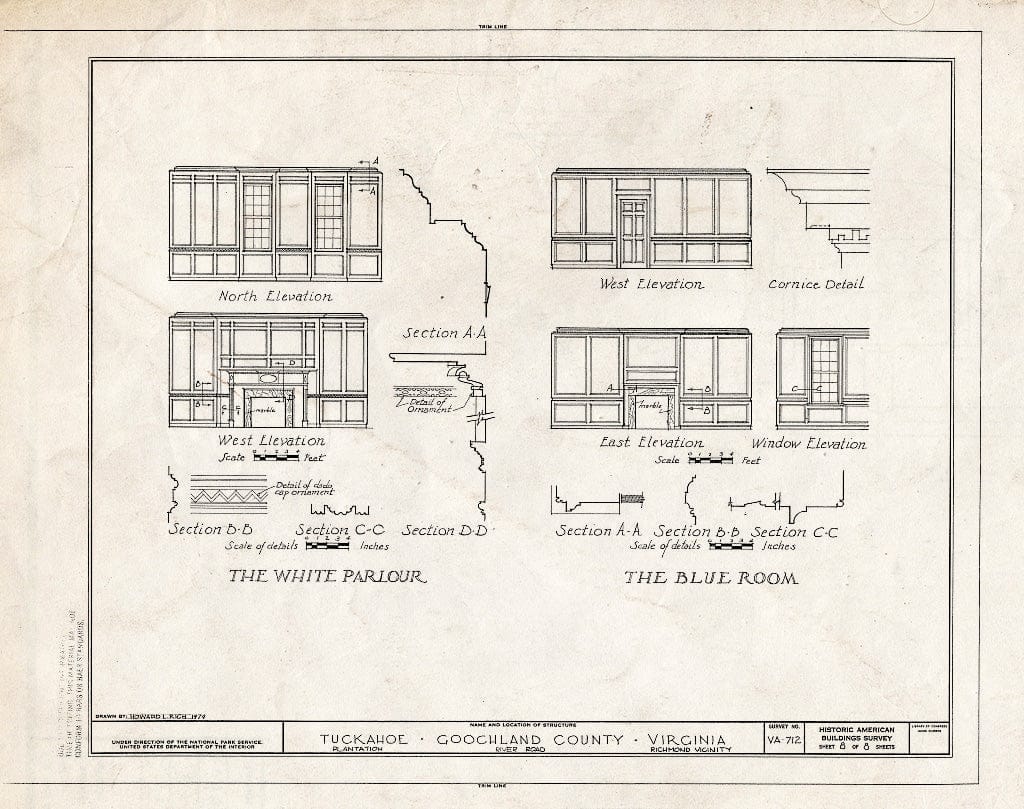 Blueprint HABS VA,38-MANA.V,1- (Sheet 8 of 8) - Tuckahoe Plantation, River Road, Richmond Vicinity, Manakin, Goochland County, VA