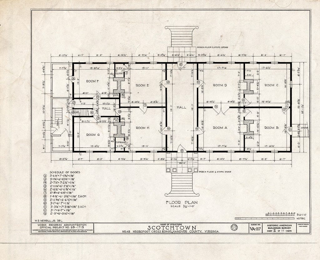 Blueprint HABS VA,43-BEVDA,1- (Sheet 2 of 11) - Scotchtown, State Route 685 Vicinity, Beaverdam, Hanover County, VA
