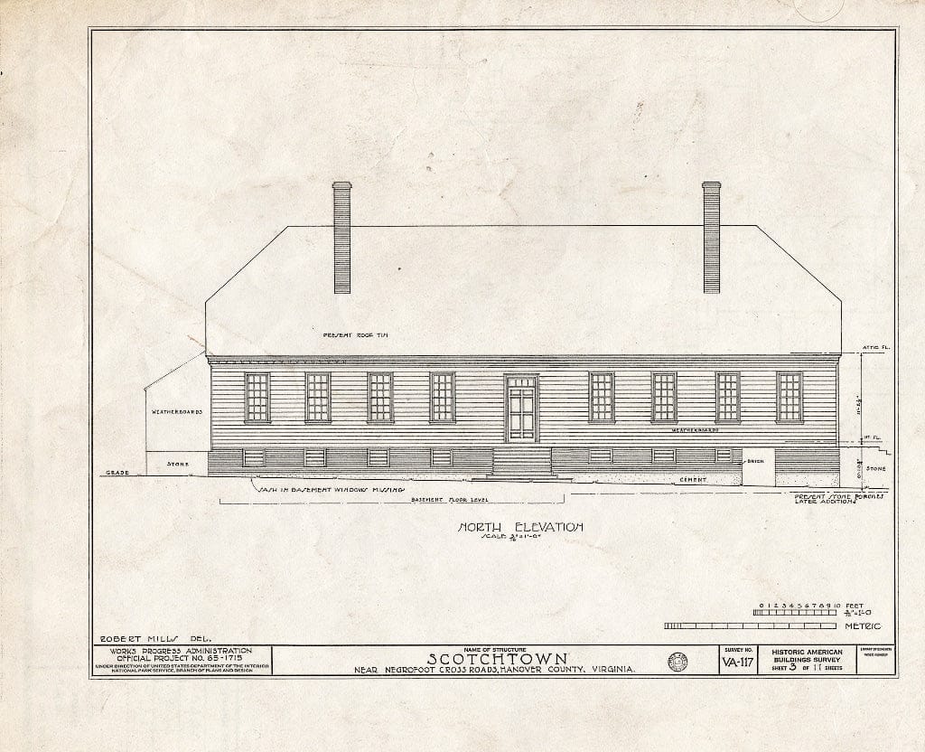 Blueprint HABS VA,43-BEVDA,1- (Sheet 3 of 11) - Scotchtown, State Route 685 Vicinity, Beaverdam, Hanover County, VA