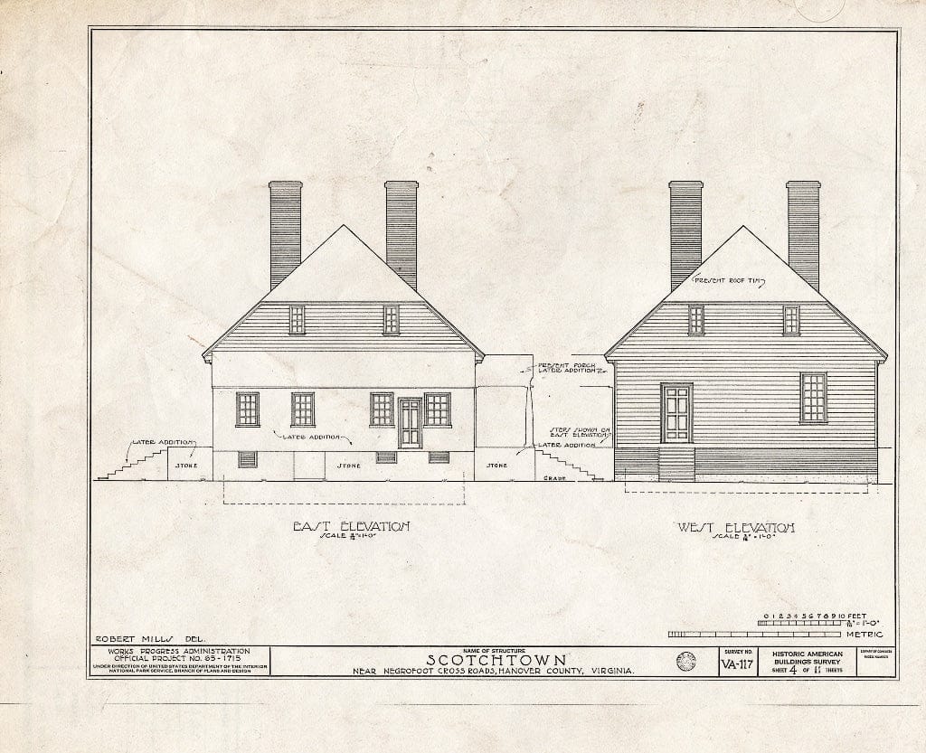 Blueprint HABS VA,43-BEVDA,1- (Sheet 4 of 11) - Scotchtown, State Route 685 Vicinity, Beaverdam, Hanover County, VA