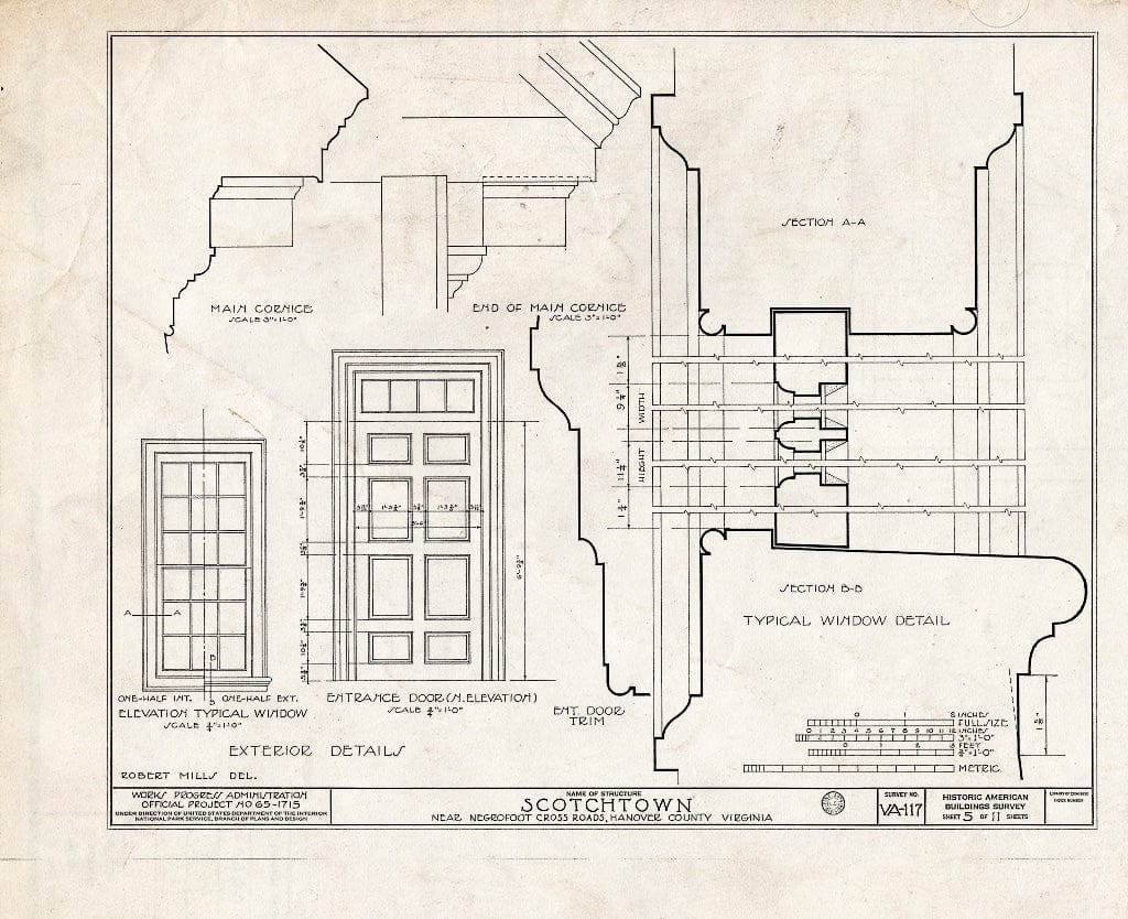 Blueprint HABS VA,43-BEVDA,1- (Sheet 5 of 11) - Scotchtown, State Route 685 Vicinity, Beaverdam, Hanover County, VA
