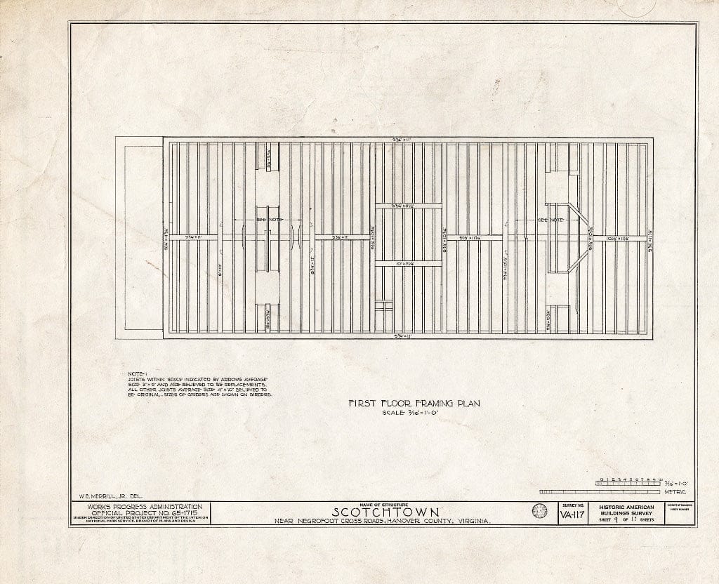 Blueprint HABS VA,43-BEVDA,1- (Sheet 9 of 11) - Scotchtown, State Route 685 Vicinity, Beaverdam, Hanover County, VA