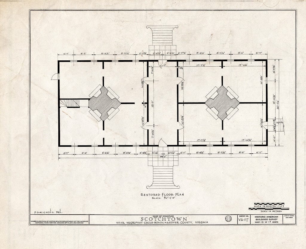 Blueprint HABS VA,43-BEVDA,1- (Sheet 10 of 11) - Scotchtown, State Route 685 Vicinity, Beaverdam, Hanover County, VA