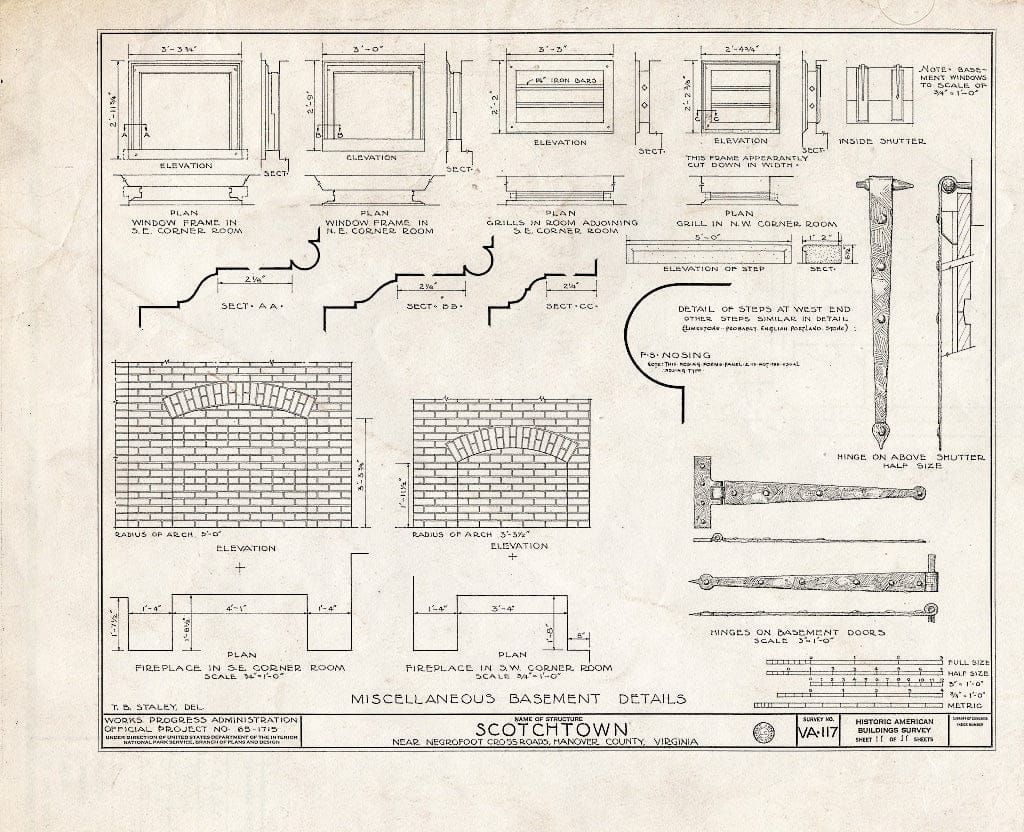 Blueprint HABS VA,43-BEVDA,1- (Sheet 11 of 11) - Scotchtown, State Route 685 Vicinity, Beaverdam, Hanover County, VA