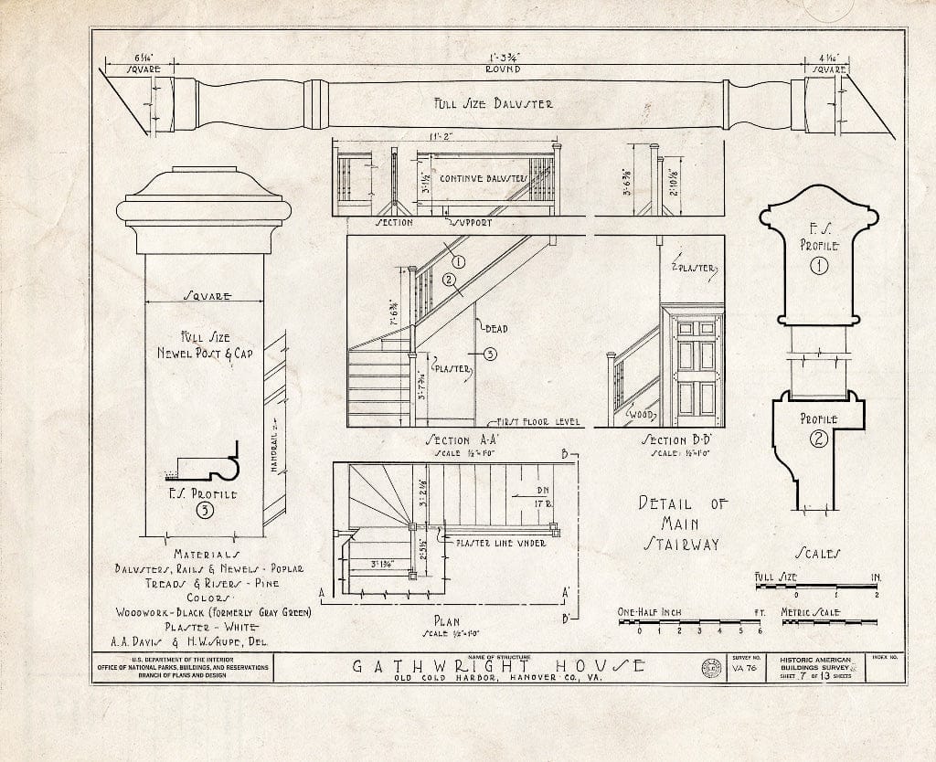 Blueprint HABS VA,43-Cold,1- (Sheet 7 of 13) - Gathwright House, Route 156, Old Cold Harbor, Hanover County, VA