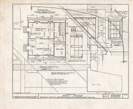 Blueprint HABS VA,43-Cold,2- (Sheet 3 of 6) - Hugh Watt House, Old Cold Harbor, Hanover County, VA
