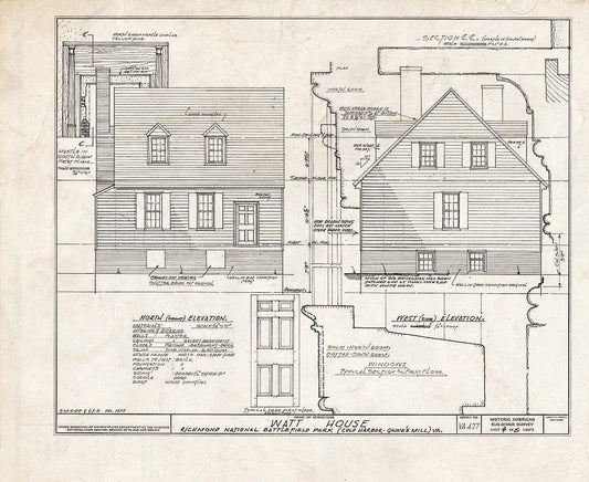 Blueprint HABS VA,43-Cold,2- (Sheet 4 of 6) - Hugh Watt House, Old Cold Harbor, Hanover County, VA