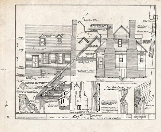 Blueprint HABS VA,43-Cold,2- (Sheet 5 of 6) - Hugh Watt House, Old Cold Harbor, Hanover County, VA