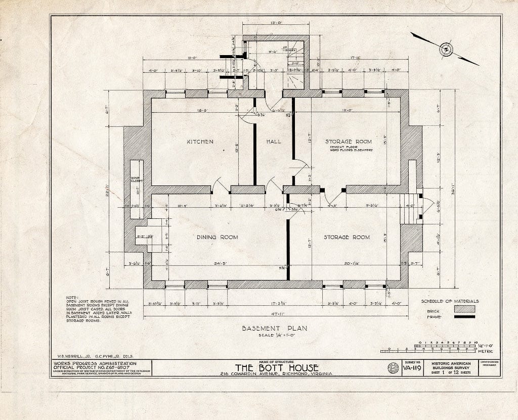 Blueprint HABS VA,44-Rich,20- (Sheet 1 of 12) - Miles Bott House, 216 Cowardin Avenue, Richmond, Independent City, VA