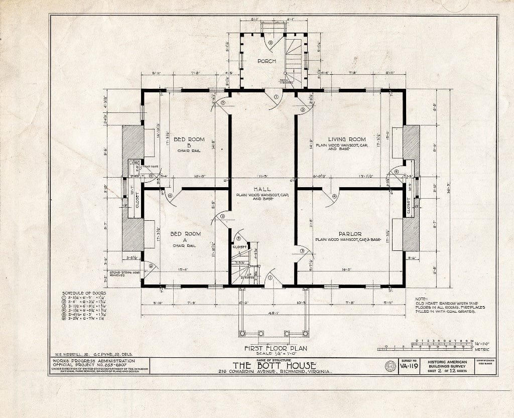 Blueprint HABS VA,44-Rich,20- (Sheet 2 of 12) - Miles Bott House, 216 Cowardin Avenue, Richmond, Independent City, VA