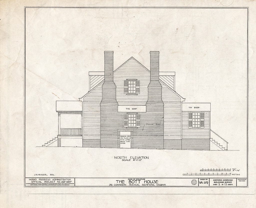 Blueprint HABS VA,44-Rich,20- (Sheet 5 of 12) - Miles Bott House, 216 Cowardin Avenue, Richmond, Independent City, VA