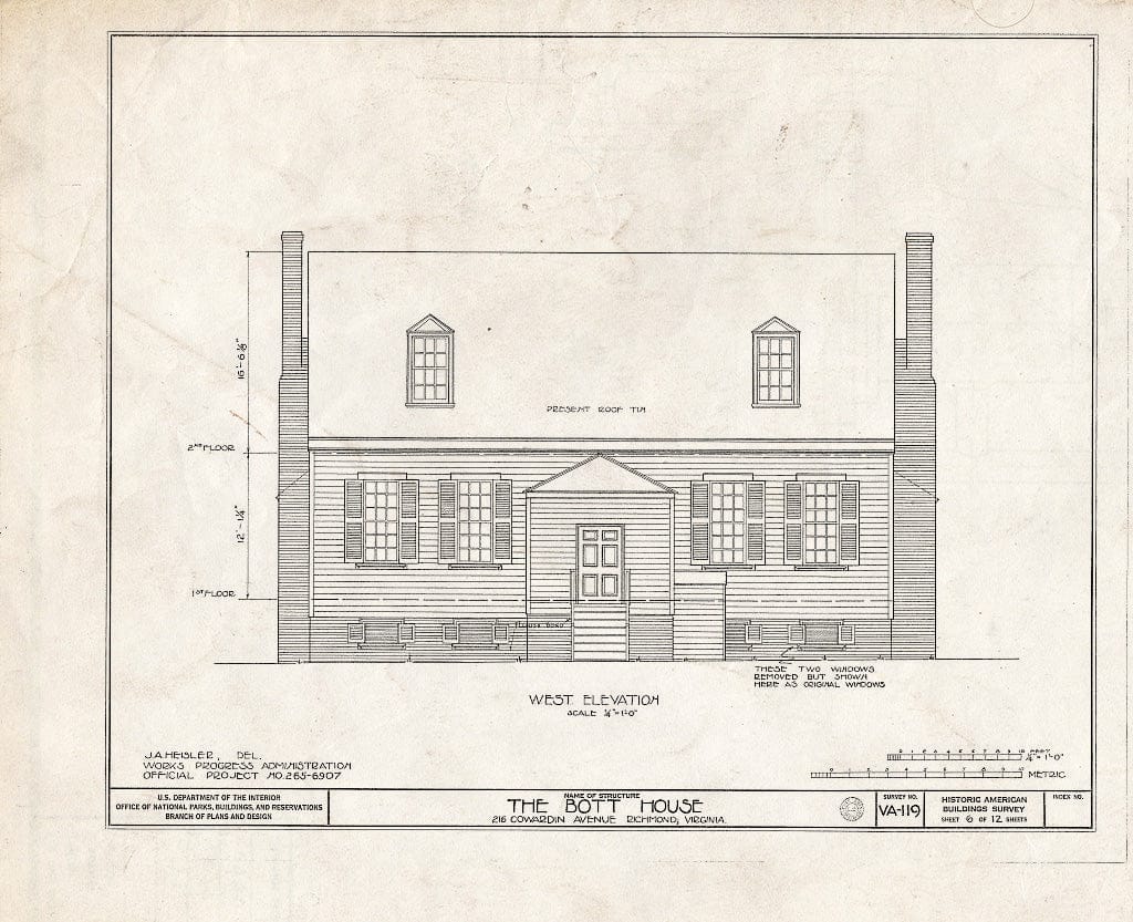 Blueprint HABS VA,44-Rich,20- (Sheet 6 of 12) - Miles Bott House, 216 Cowardin Avenue, Richmond, Independent City, VA